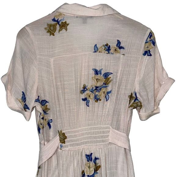 Figueroa & Flower Boho Cream Embroidered Floral Tiered Midi Dress Size Large - Picture 10 of 14